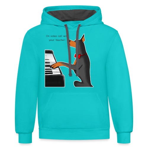 On video call with your teacher - Unisex Contrast Hoodie