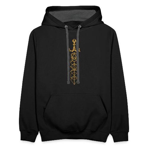 Gold Polyhedral Dice Sword - Unisex Contrast Hoodie