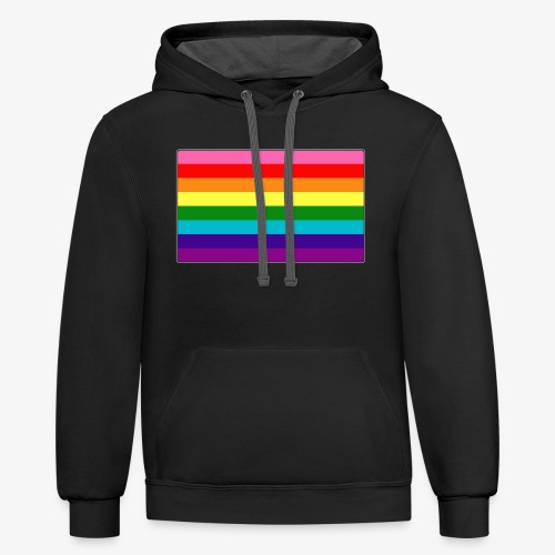 Original Gilbert Baker LGBTQ Rainbow Pride Flag - Unisex Contrast Hoodie