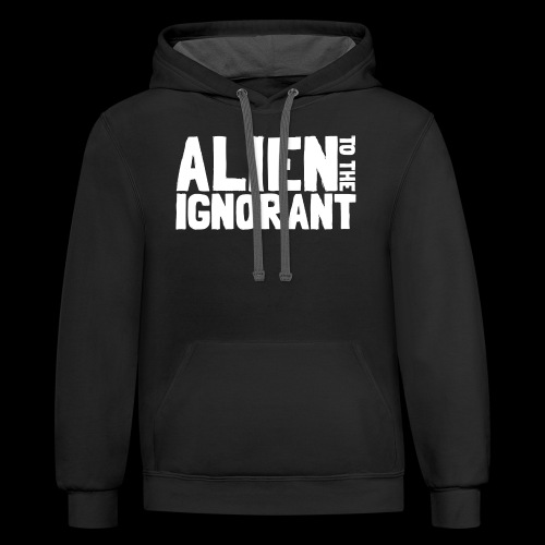 Alien to the Ignorant Logo - White - Unisex Contrast Hoodie
