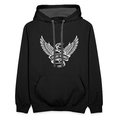 Love Gives You Wings, Heart With Wings - Unisex Contrast Hoodie