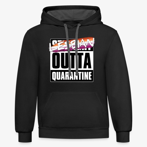Lesbian Outta Quarantine - Lesbian Pride - Unisex Contrast Hoodie