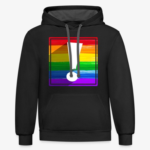 LGBTQ Pride Flag Exclamation Point Shadow - Unisex Contrast Hoodie