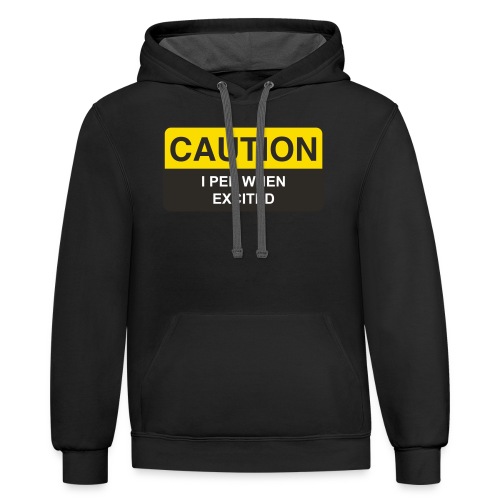 CAUTION I Pee When Excited - Unisex Contrast Hoodie