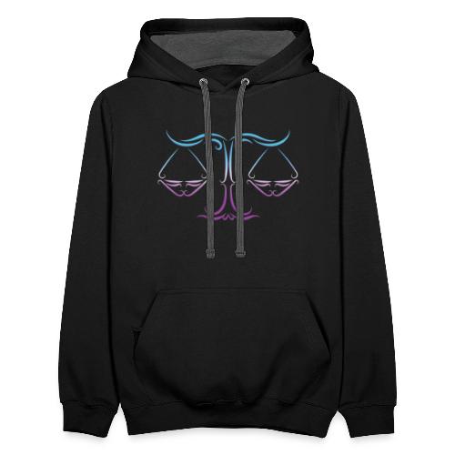 Libra Zodiac Scales of Justice Celtic Tribal - Unisex Contrast Hoodie