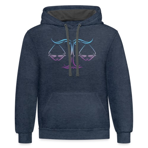 Libra Zodiac Scales of Justice Celtic Tribal - Unisex Contrast Hoodie