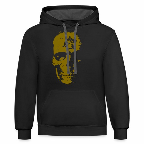Anarchy Skull Gold Grunge Splatter Dots Gift Ideas - Unisex Contrast Hoodie