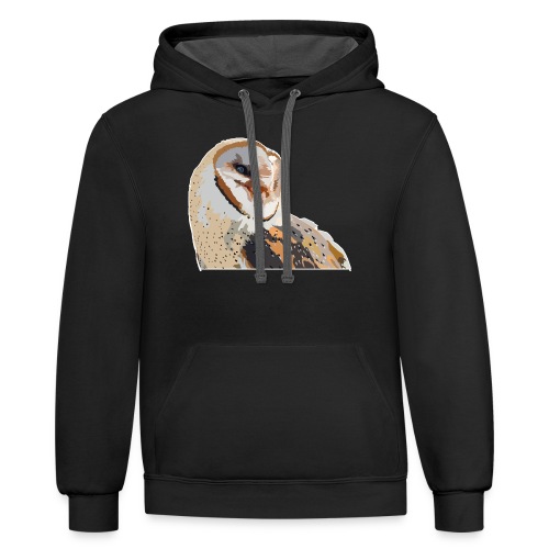 Majestic Barn Owl - White and Brown Owl - Wildlife - Unisex Contrast Hoodie