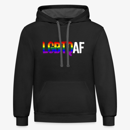 LGBTQ AF LGBTQ as Fuck Rainbow Pride Flag - Unisex Contrast Hoodie