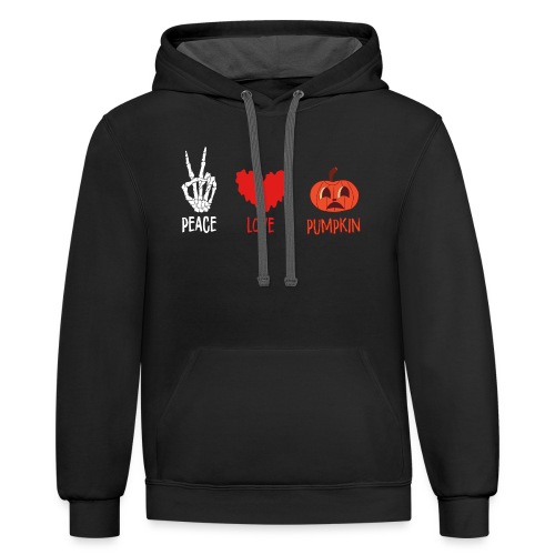Peace Love Pumpkin Trick Or Treating Scary gifts - Unisex Contrast Hoodie