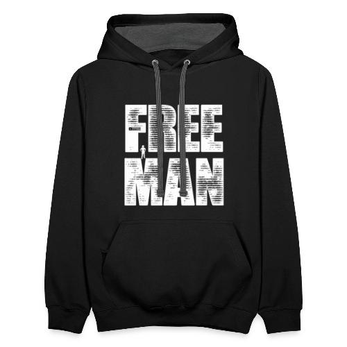 FREE MAN - White Graphic - Unisex Contrast Hoodie