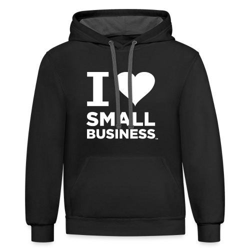 I Heart Small Business Logo (All White) - Unisex Contrast Hoodie