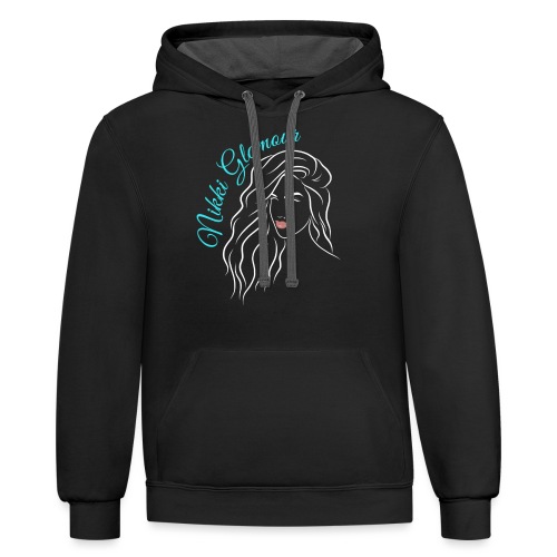 Nikki Glamour Silhouette White Outline - Unisex Contrast Hoodie
