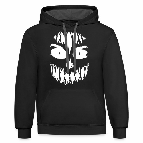 Creepy Halloween Scary Monster Face Gift Ideas - Unisex Contrast Hoodie
