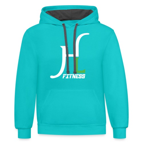 HIIT Life Fitness Logo White - Unisex Contrast Hoodie