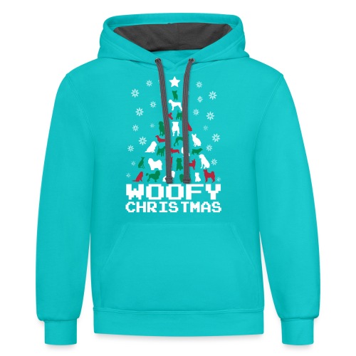 Woofy Christmas Tree - Unisex Contrast Hoodie