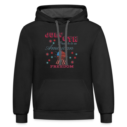 July 4th Proud to be an American - Unisex Contrast Hoodie