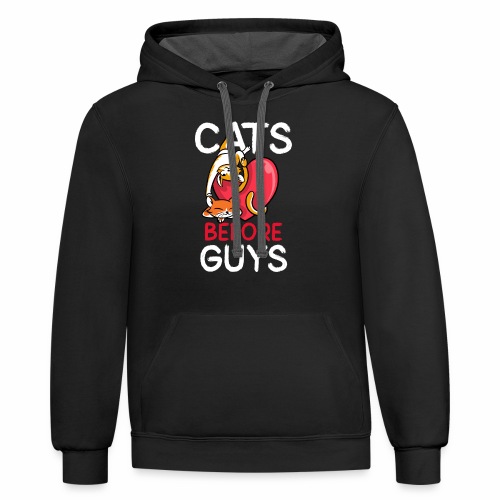 two cats before guys heart anti valentines day - Unisex Contrast Hoodie