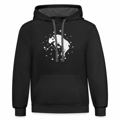 Ambitious Aries Constellation Birthday March April - Unisex Contrast Hoodie