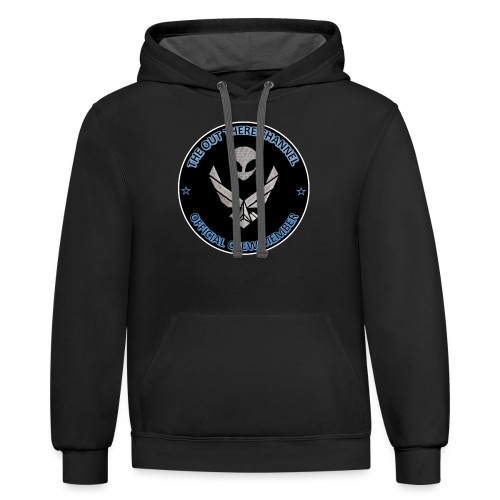 BlackOpsTransBigger1 Front with Mr Grey Back Logo - Unisex Contrast Hoodie