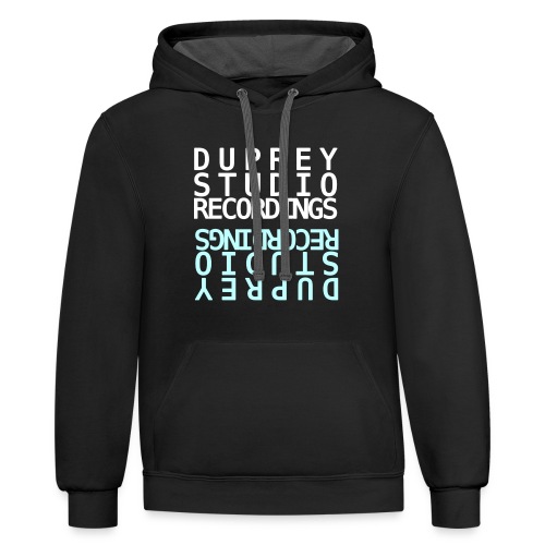 White/Teal Text Box - Unisex Contrast Hoodie