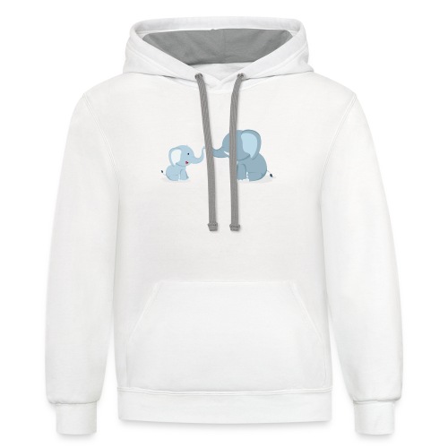 Father and Baby Son Elephant - Unisex Contrast Hoodie