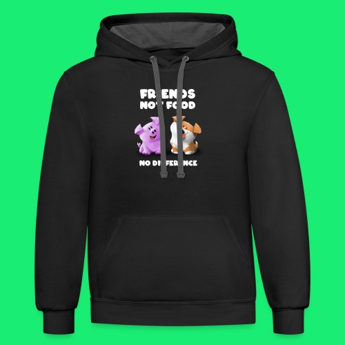 Vegan - Friends Not Food - No Difference - Unisex Contrast Hoodie