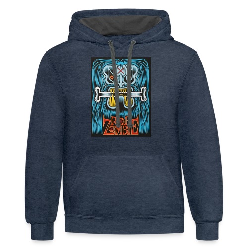 White ZOMBIE limited art print devils rejects - Unisex Contrast Hoodie