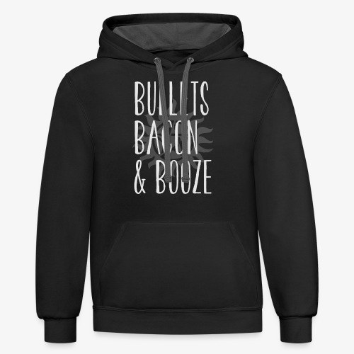 supernatural bullets bacon and booze - Unisex Contrast Hoodie