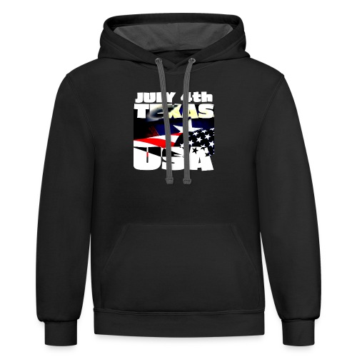 July 4th Texas USA - Unisex Contrast Hoodie