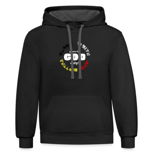 Power by GOD (Black, White, Yellow, Red) - Unisex Contrast Hoodie