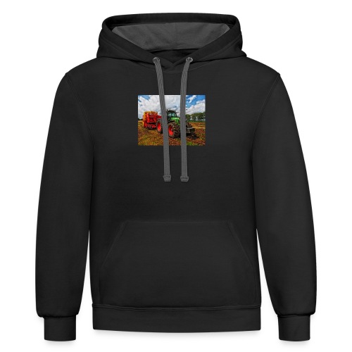 Tractor on a farm! - Unisex Contrast Hoodie