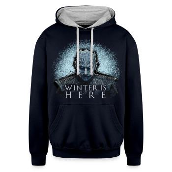 Game Of Thrones Night King Winter Is Here - Unisex Contrast Hoodie - navy/heather gray - Front