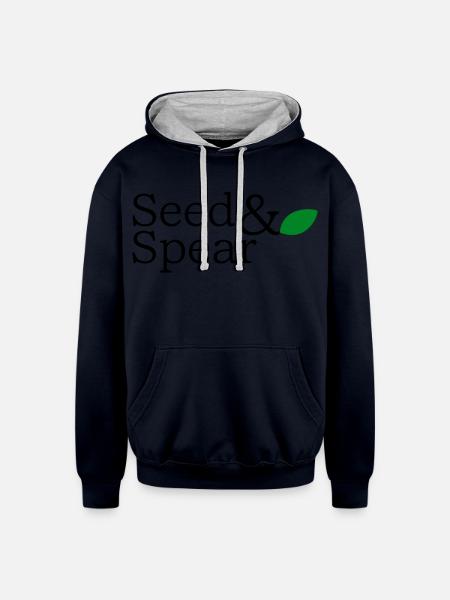 Seed Spear - Unisex Contrast Hoodie - navy/heather gray
