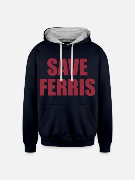 Save Ferris - Unisex Contrast Hoodie - navy/heather gray