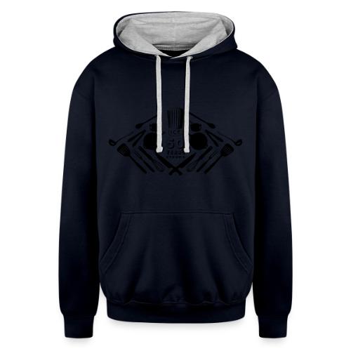 50th Anniversary Utensils - Black - Unisex Contrast Hoodie