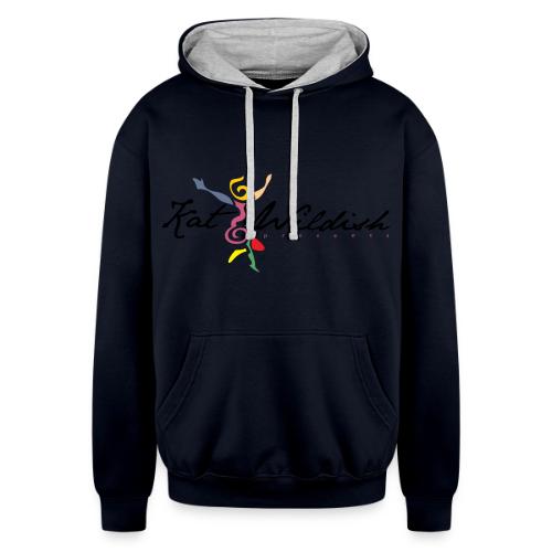 Kat Wildish Presents Apparel with Black Text - Unisex Contrast Hoodie