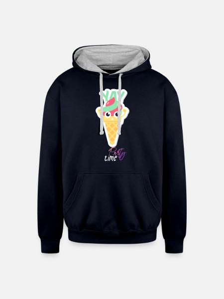ice cream - Unisex Contrast Hoodie - navy/heather gray