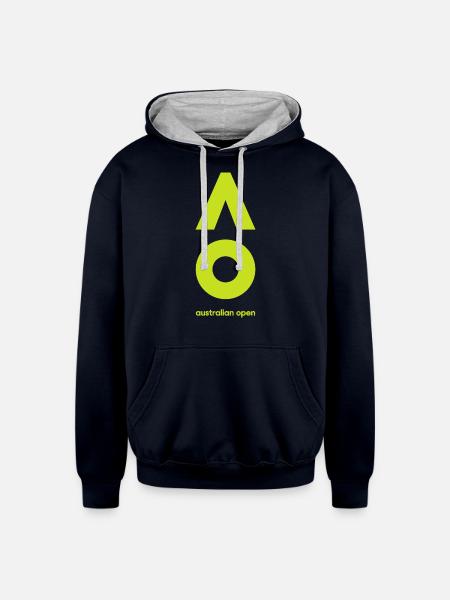 Australian Open Logo - Unisex Contrast Hoodie - navy/heather gray