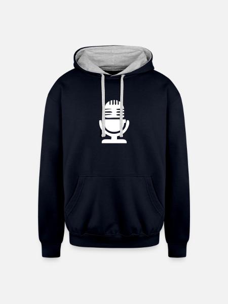Static Microphone - Unisex Contrast Hoodie - navy/heather gray