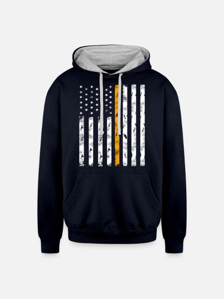 911 dispatcher flag - Unisex Contrast Hoodie - navy/heather gray