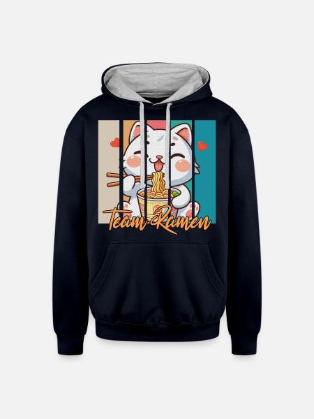 team ramen - Unisex Contrast Hoodie - navy/heather gray