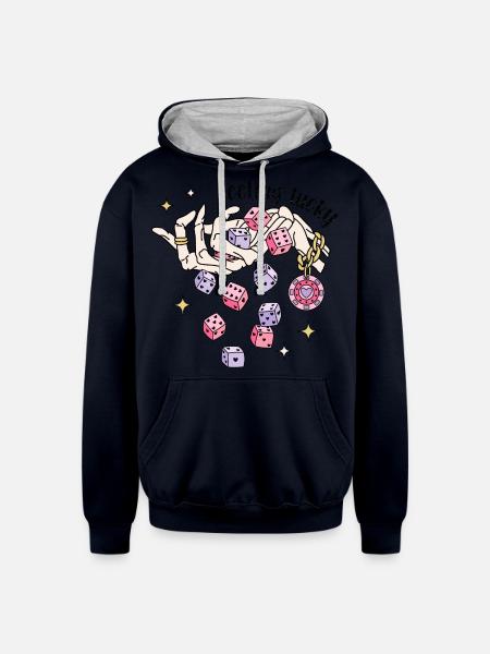 Feeling Lucky - Unisex Contrast Hoodie - navy/heather gray