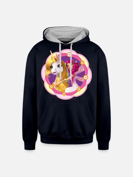 Mia & Me Unicorn Onchao And Mia - Unisex Contrast Hoodie - navy/heather gray