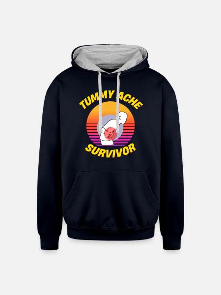 Tummy ache survivor - Unisex Contrast Hoodie - navy/heather gray
