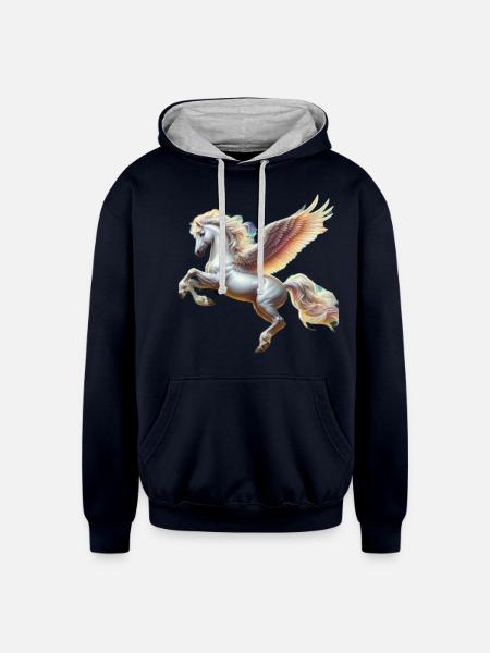 Legendary Pegasus - Unisex Contrast Hoodie - navy/heather gray
