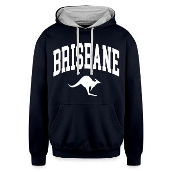 Brisbane - Unisex Contrast Hoodie - navy/heather gray - Front