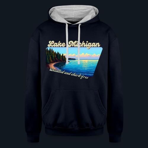 Lake Michigan Unsalted and shark-free - Unisex Contrast Hoodie