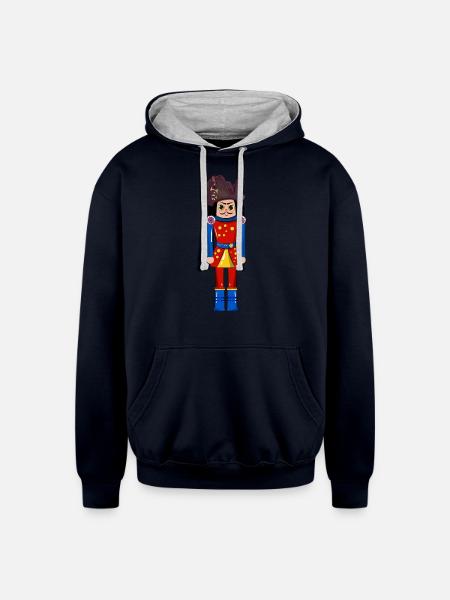 Pirate Nutcracker - Unisex Contrast Hoodie - navy/heather gray