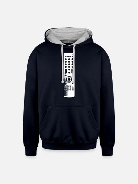 Remote Control Clear - Unisex Contrast Hoodie - navy/heather gray